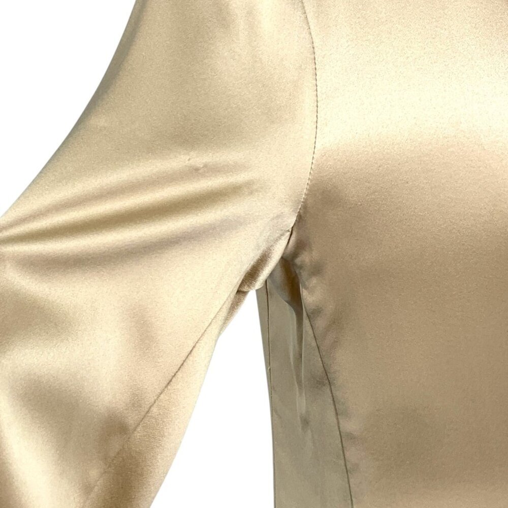 Nili Lotan Sophia Charmeuse Blazer Gold 100% Silk One Button Jacket Size 0 - Picture 8 of 13